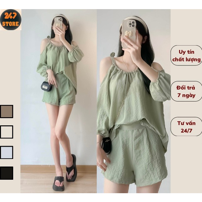 Set áo yếm quần short chất đũi xốp 247store - Setduixop0332_P0K2