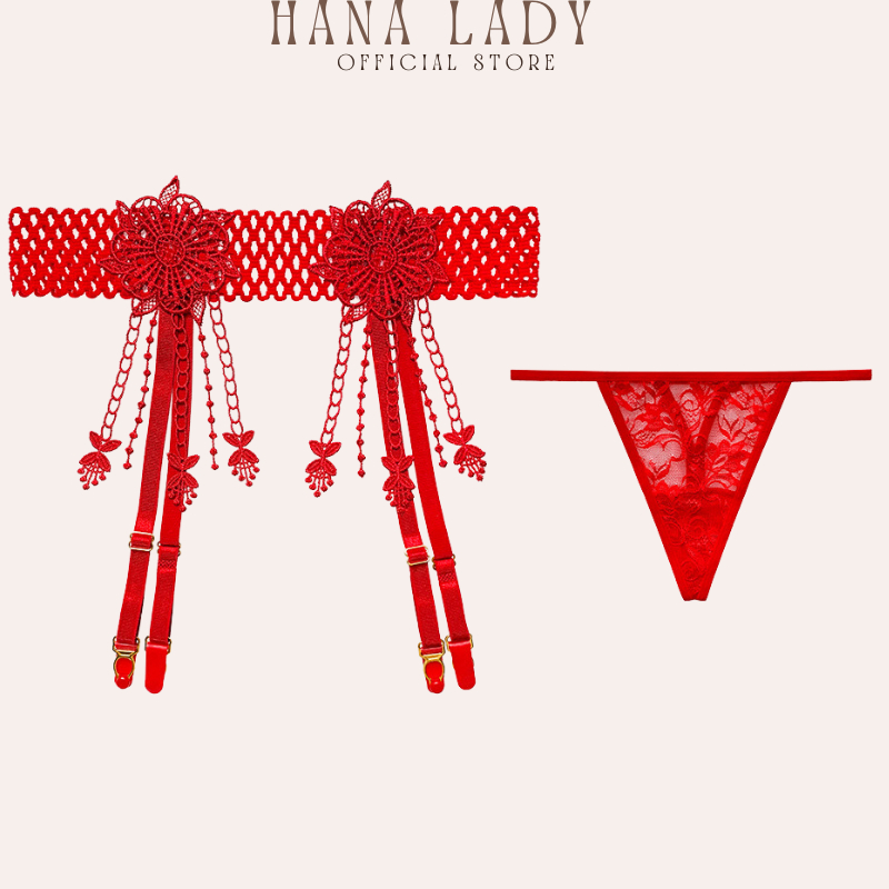 Quần lót nữ kẹp tất ren lưới hoa tua rua sexy gợi cảm HanaLadyStore L106
