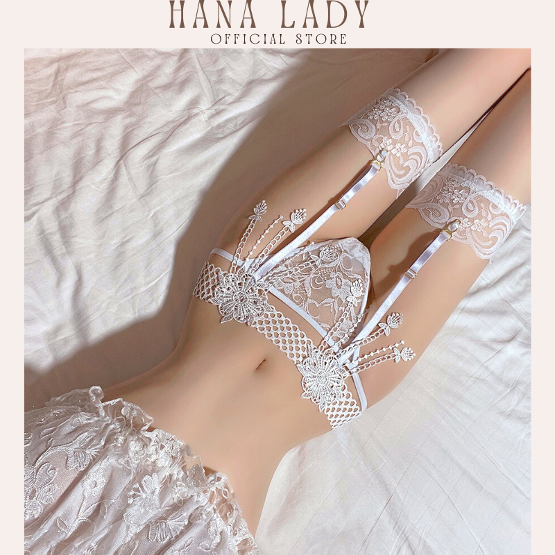 Quần lót nữ kẹp tất ren lưới hoa tua rua sexy gợi cảm HanaLadyStore L106