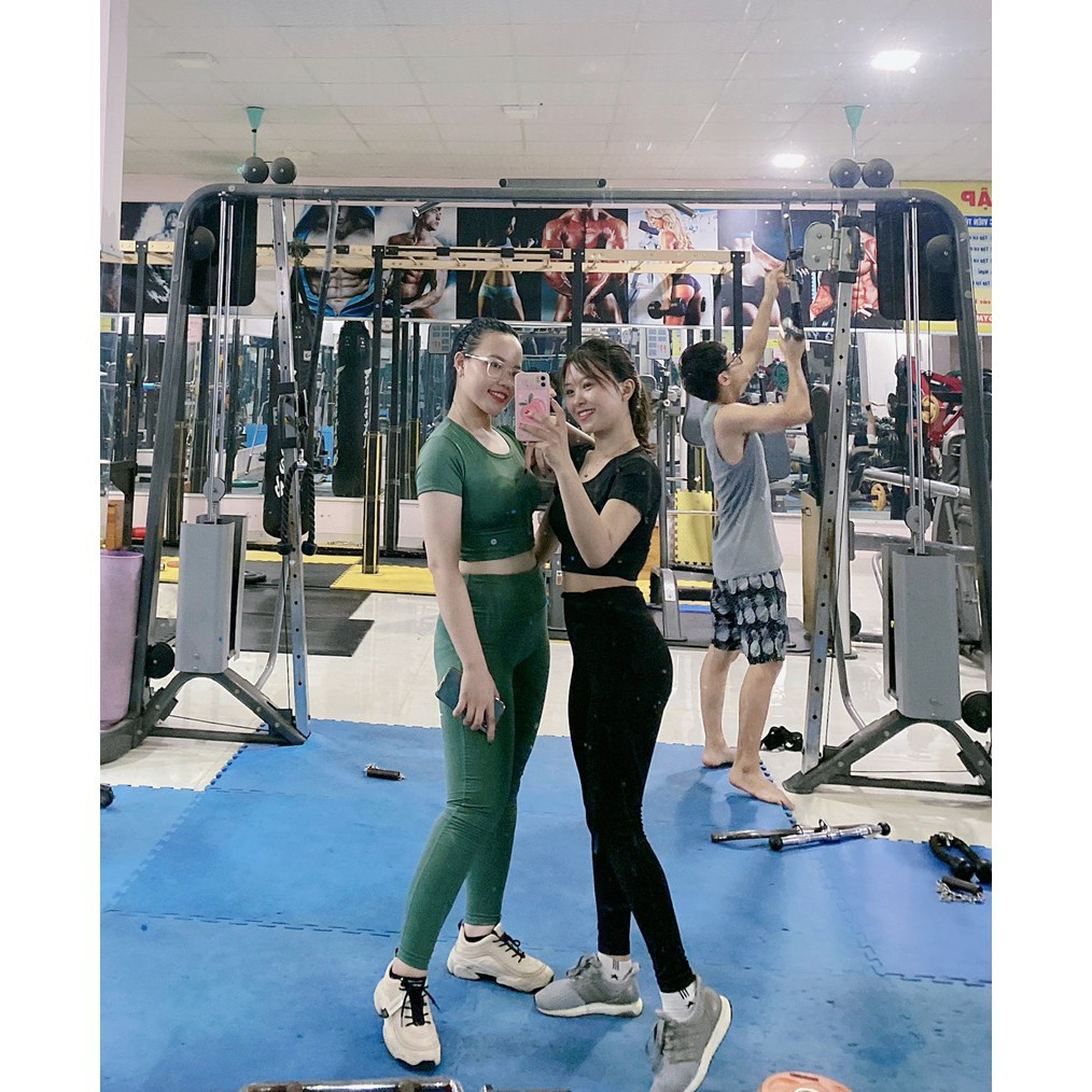 Bộ Tập Gym Yoga Erobic Nữ Dài Tay, Set Áo Cộc Dây Chéo Hở Lưng Phối Quần Dài, Siêu Háck Dáng D16/BH01-Chất Vải Co Giãn