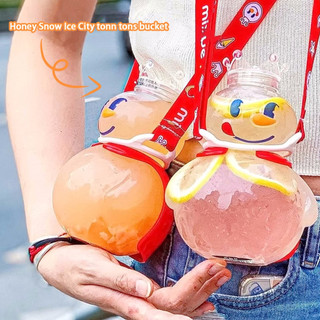 Bình Mixue tuyết vương đựng trà sữa dung tích lớn 700ml mùa hè xinh xắn độc đáo tặng kèm dây đeo