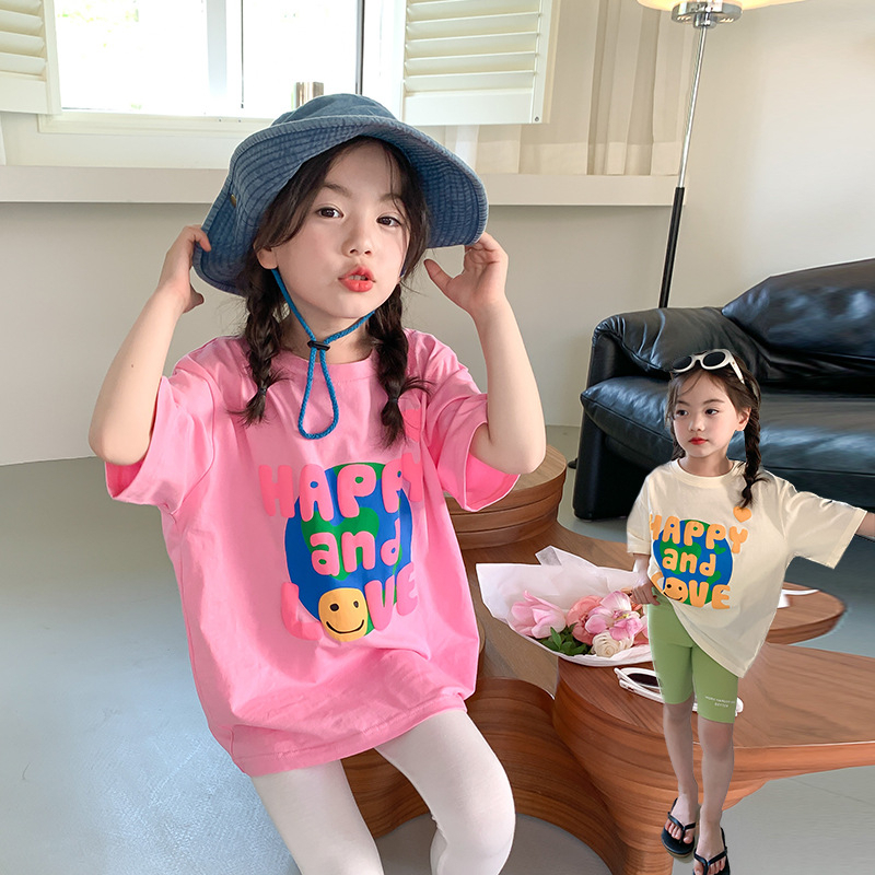 Áo phông cộc tay cổ tròn AMBB KIDS cho bé gái phong cách Hàn Quốc siêu mát cho mùa hè