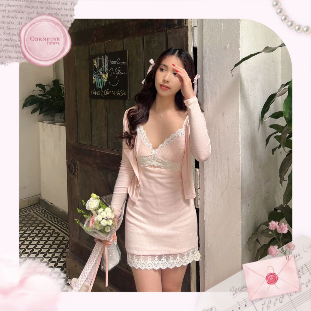 Cornpink House | Đầm Butter Mới 🎀 Vintage Cardigan | Phong cách Y2K | Đầm ngủ | Đầm đi chơi