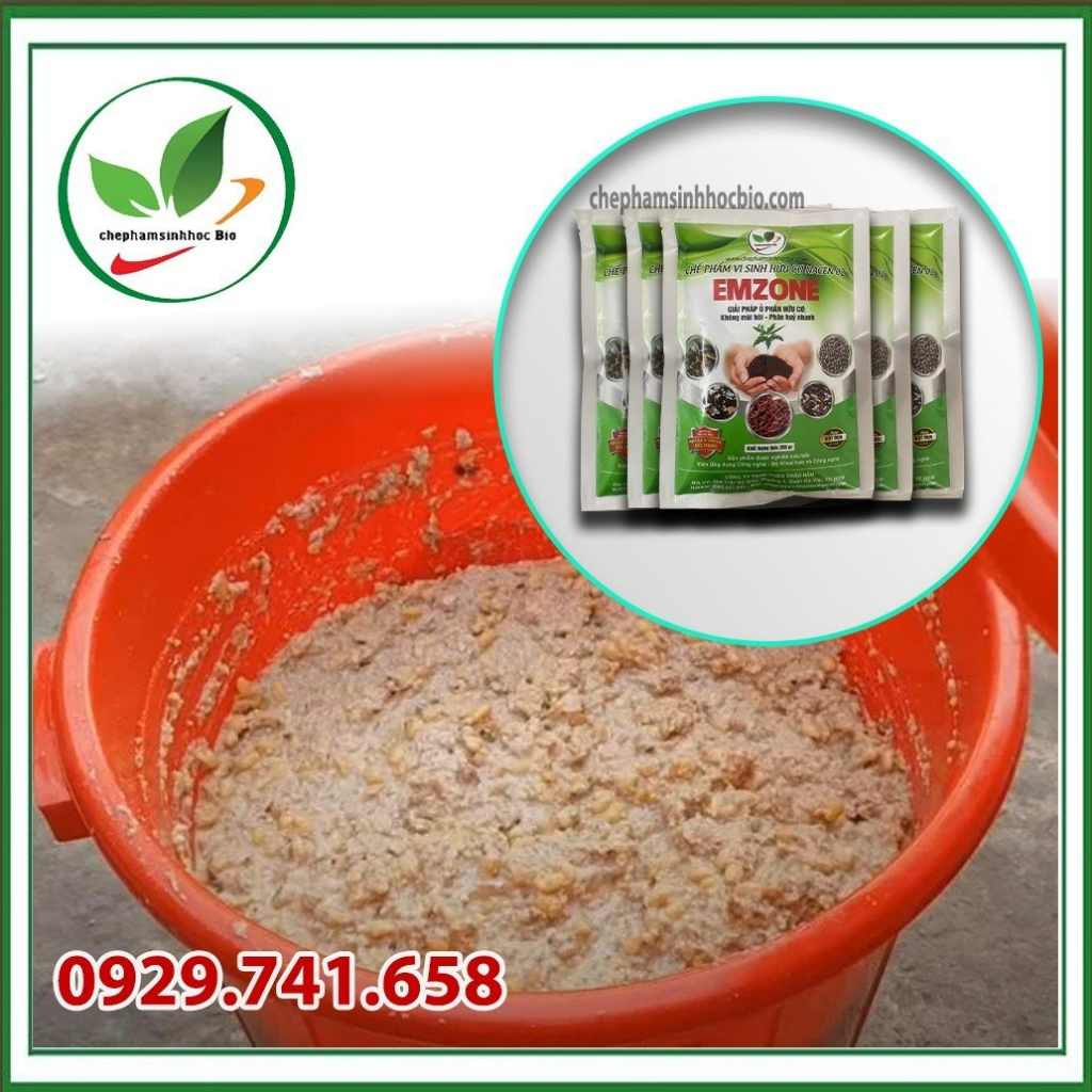 Combo 5 gói men vi sinh Emzone. Khử mùi hôi phân cá, ủ đậu tương và rác thải sinh hoạt. Gói 200Gr
