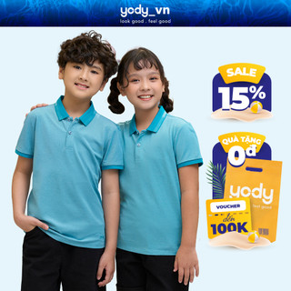 Áo thun polo trẻ em YODY cổ bẻ mắt chim phối bo thoáng khí siêu thấm hút thoáng mát APK5177