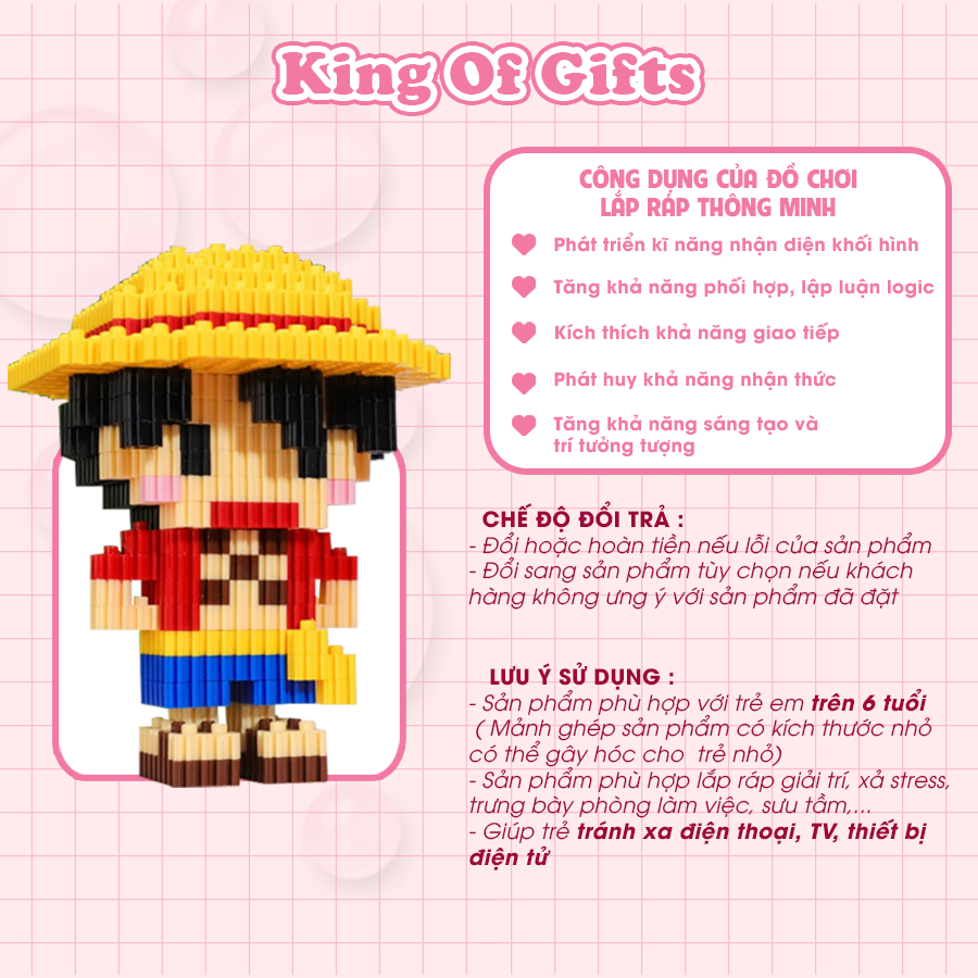 Đồ chơi lắp ráp mini 3D one piece,songoku,naruto,doremon luffy mô hình lắp ráp xếp hình anime rẻ 3D King Of Gifts