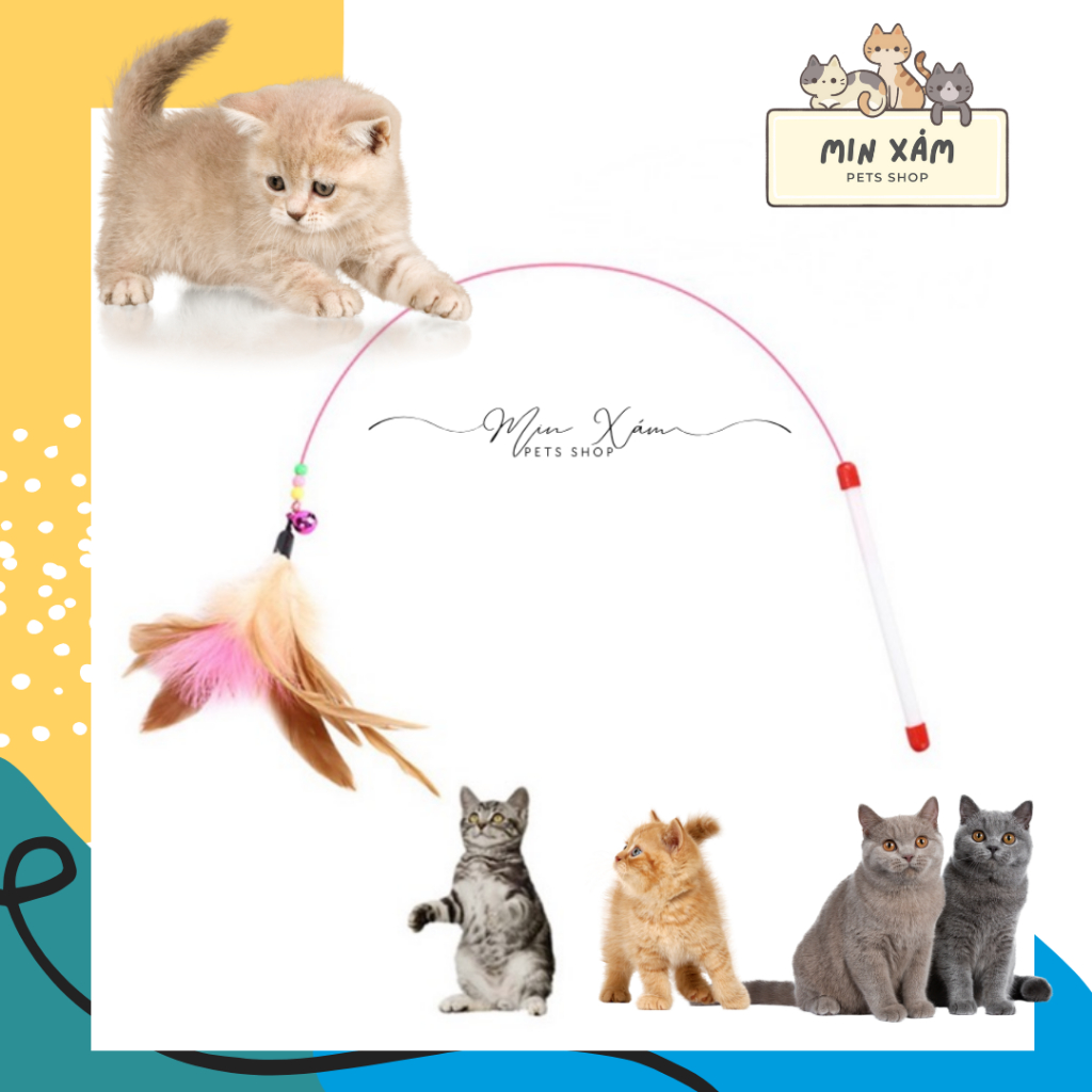 CẦN CÂU MÈO HÌNH LÔNG VŨ - ĐỒ CHƠI CHO MÉO