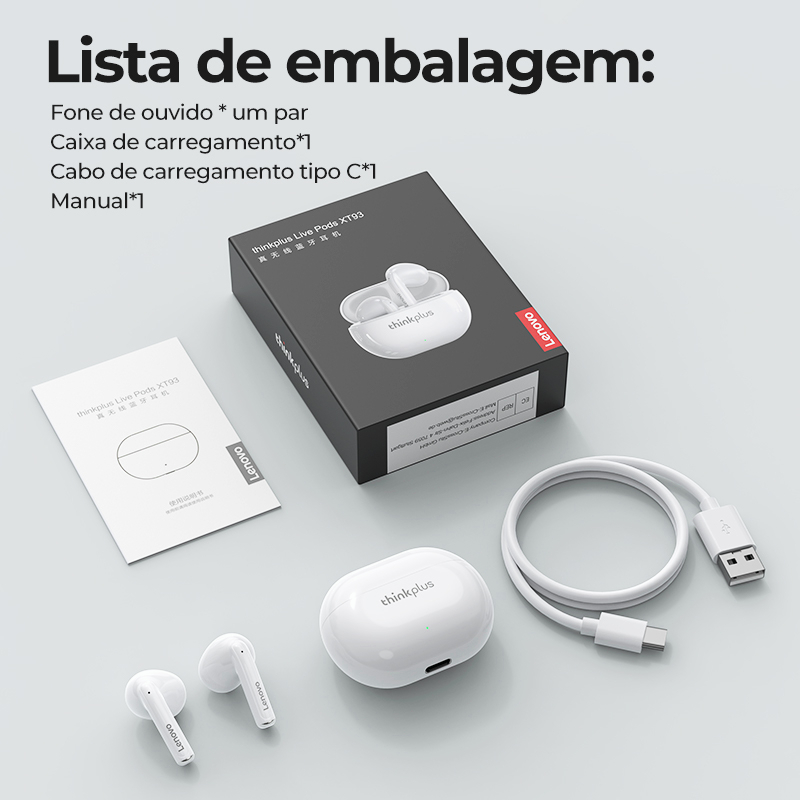 Lenovo XT93 Tai Nghe Nhét Tai Kết Nối Bluetooth Không Dây Có Micro