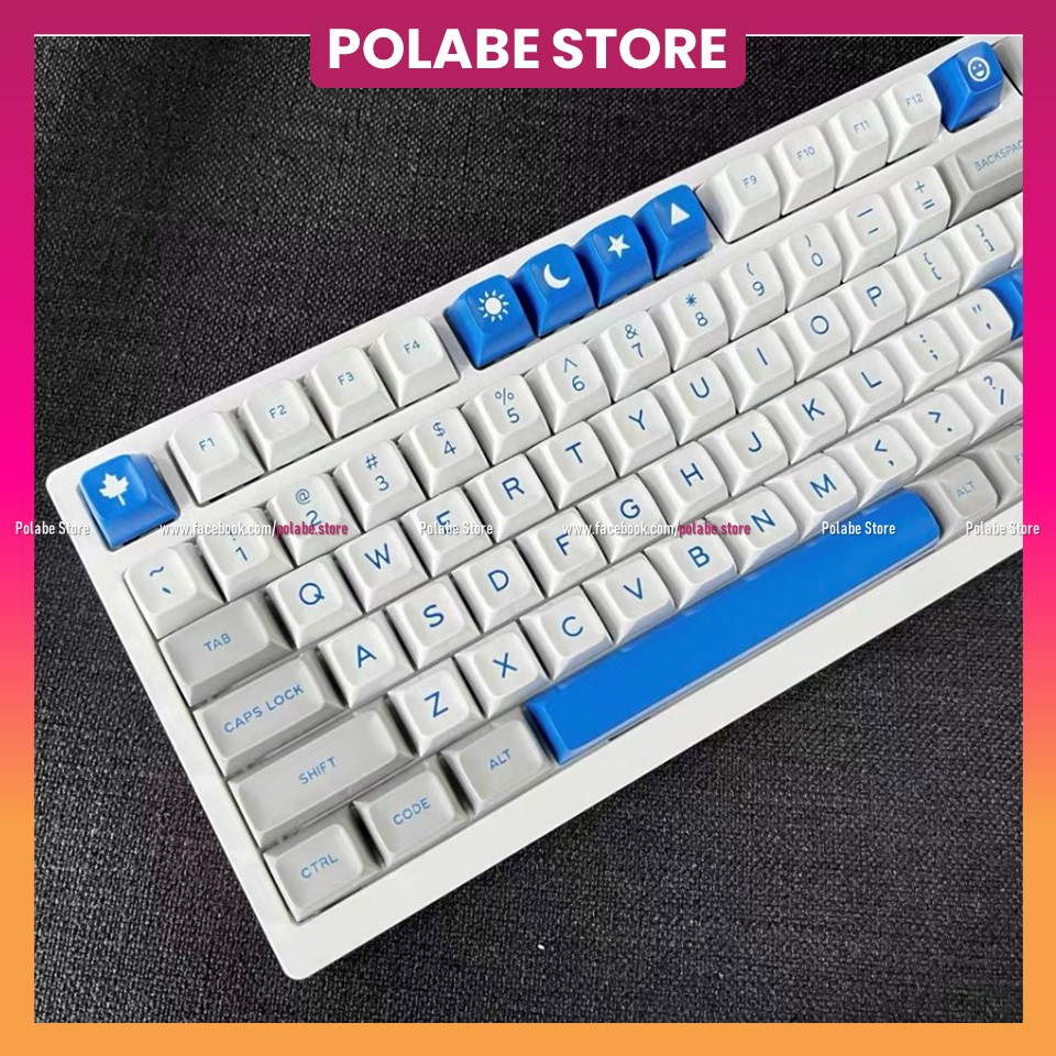 Keycap SA GREY WHITE BLUE SA Profile chất liệu ABS double shot dùng trên nhiều layout bàn phím cơ - Polabe Store