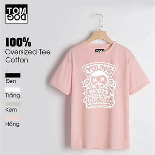 Áo Thun Cotton Form Rộng Unisex Màu Hồng Siêu Cute Nhiều Mẫu Lựa Chọn