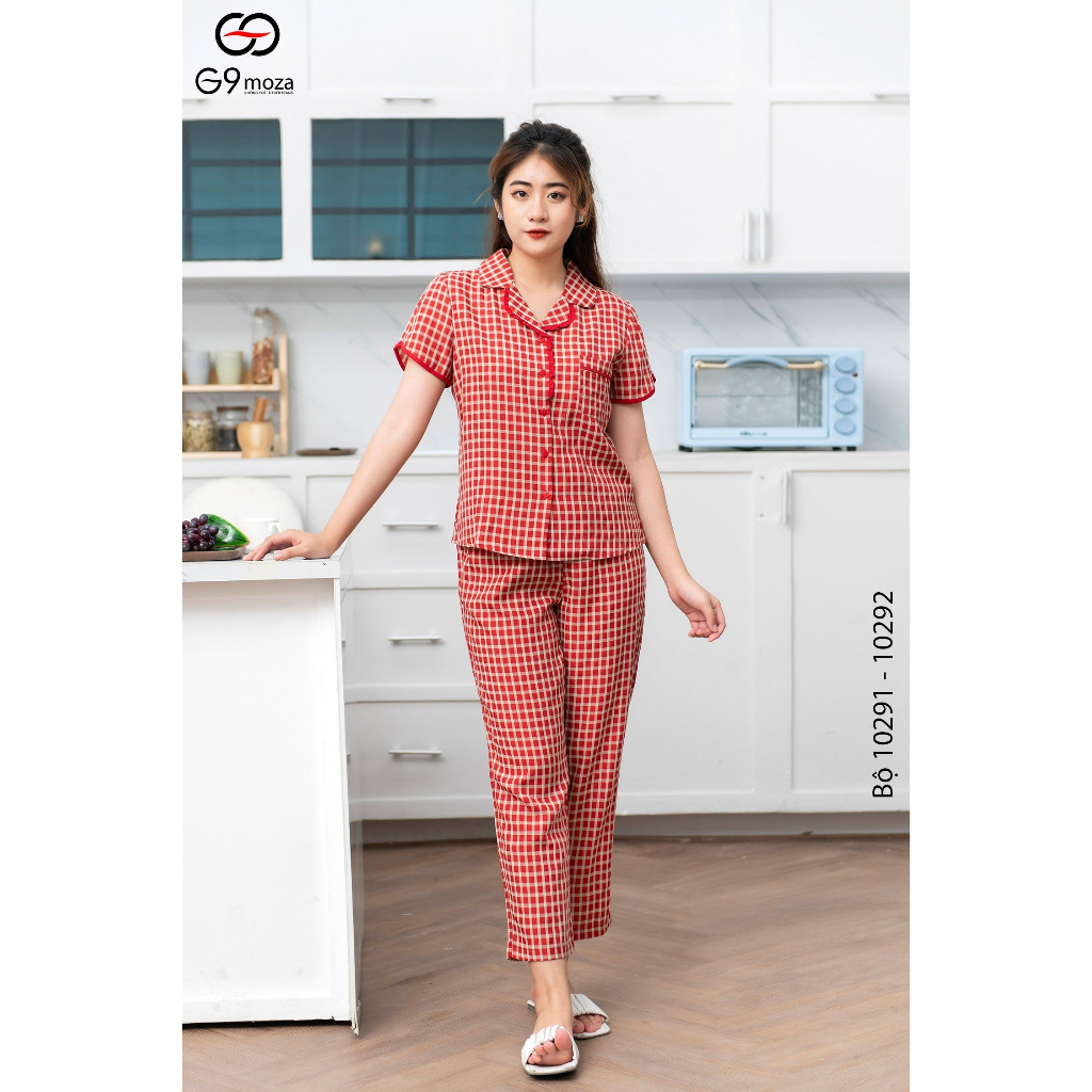 Bộ pijama mặc nhà 10291 G9moza, chất thô kate mềm mịn