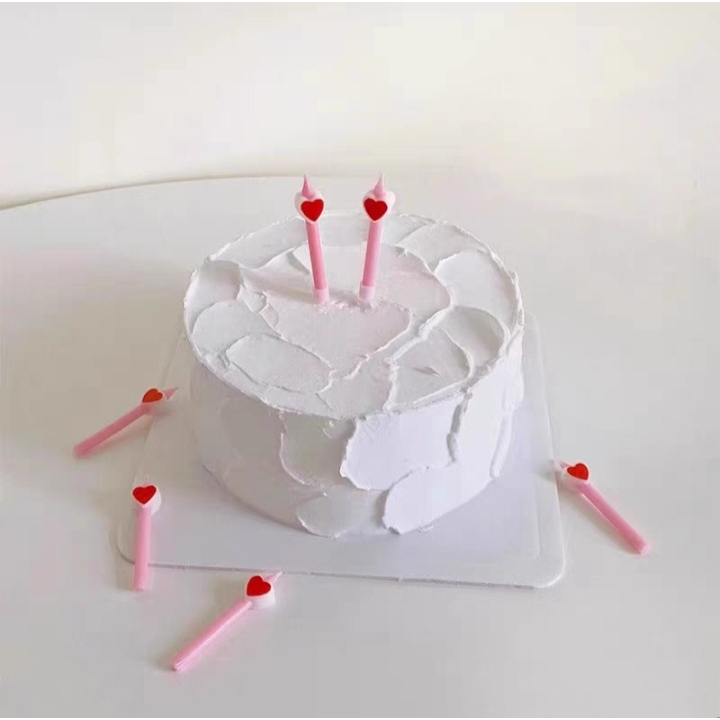 Nến Sinh Nhật Hình Tim Dễ Thương Vỉ 6 Chiếc - Đồ Trang Trí Bánh Sinh Nhật Bánh Kem