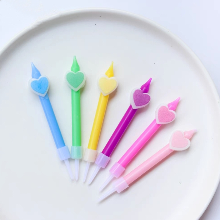 Nến Sinh Nhật Hình Tim Dễ Thương Vỉ 6 Chiếc - Đồ Trang Trí Bánh Sinh Nhật Bánh Kem
