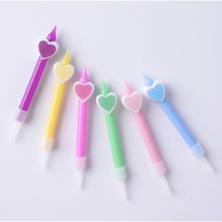Nến Sinh Nhật Hình Tim Dễ Thương Vỉ 6 Chiếc - Đồ Trang Trí Bánh Sinh Nhật Bánh Kem