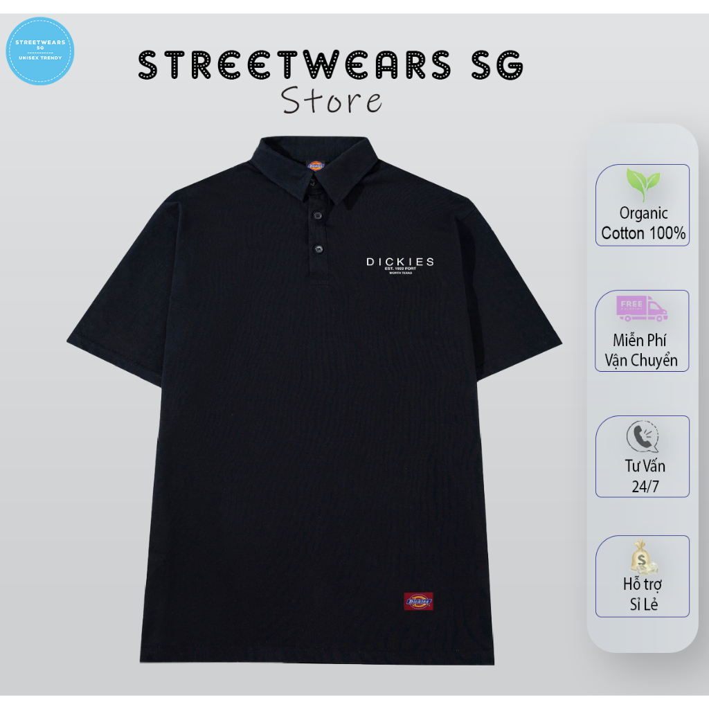 Áo Polo Dickies chữ est 1992 -  Cổ sơ mi cotton cao cấp nam nữ - Streetwears SG