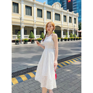 Đầm Cổ Yếm Bo Nhún OLARI - OL347 - Ariana Floral Dress