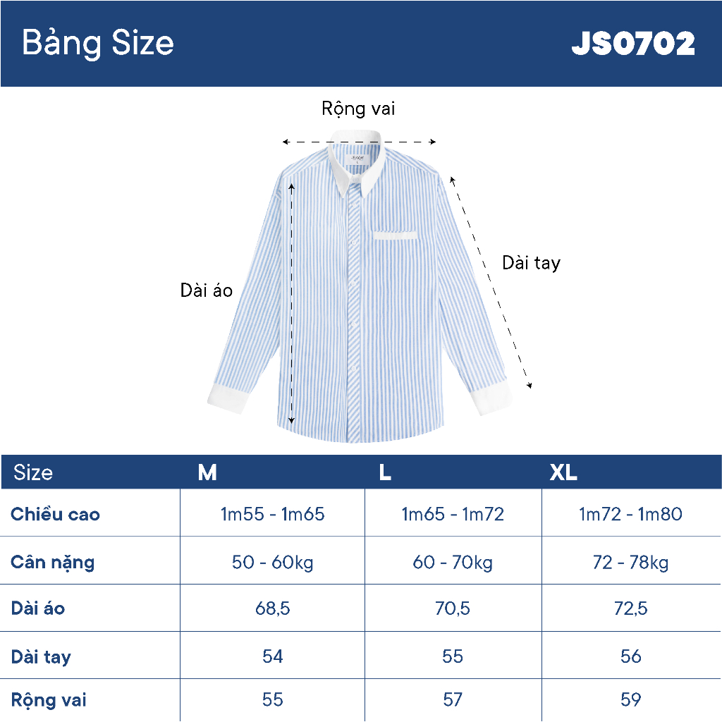 Áo sơ mi nam kẻ sọc dài tay dáng rộng phối màu vải cotton thô thoáng mát Shinee thương hiệu JBAGY - JS0702