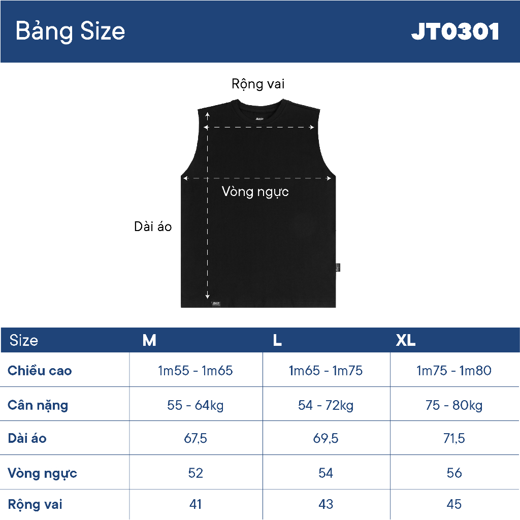 Áo thun ba lỗ tank top nam nữ chất liệu cotton thoáng mát thấm hút mồ hôi tốt thương hiệu JBAGY - JT0301