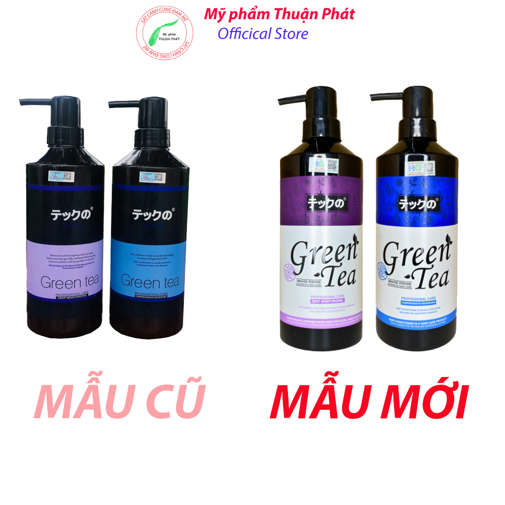 Combo Dầu Gội Xả Dưỡng Sâu Trà Xanh Greentea Meiki, dầu gội cặp phục hồi 2*780ml tem HG chuẩn công ty