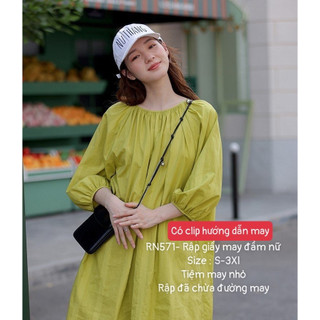 RN571_Rập giấy may đầm raglan nữ