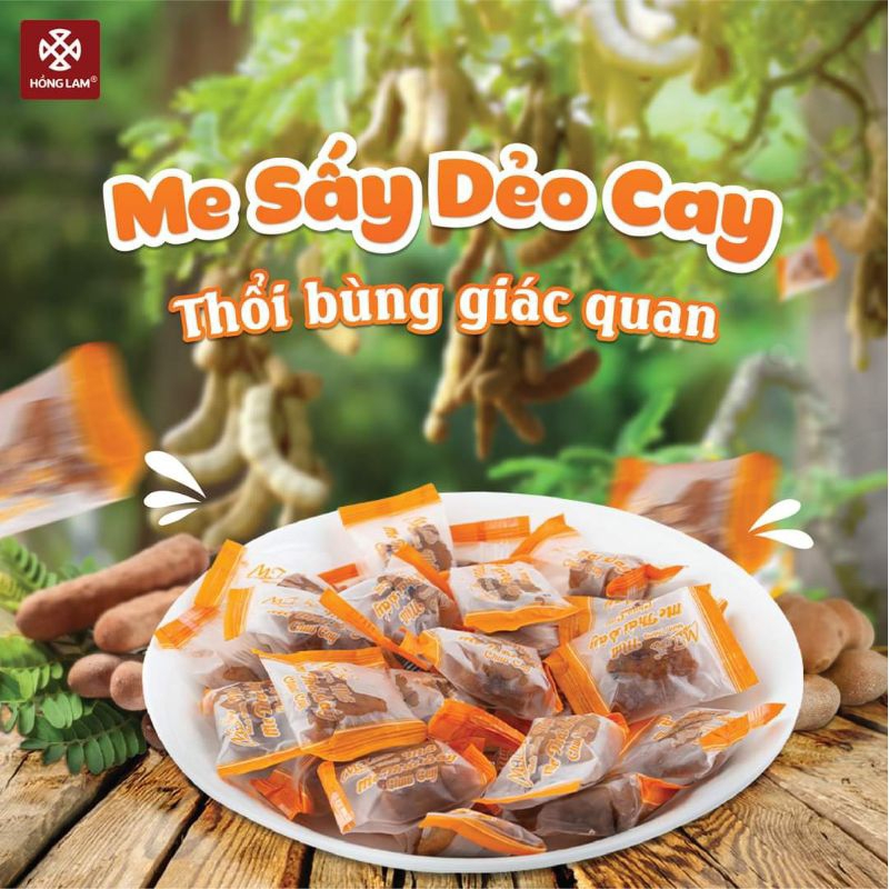 Me sấy dẻo cay - Kẹo me ô mai Hồng Lam 11 hàng đường - Gói 200g/500h