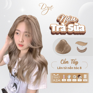 Thuốc nhuộm tóc màu TRÀ SỮA , Cần tẩy tóc, DYE HAIR, tặng kèm oxy trợ dưỡng và bao tay