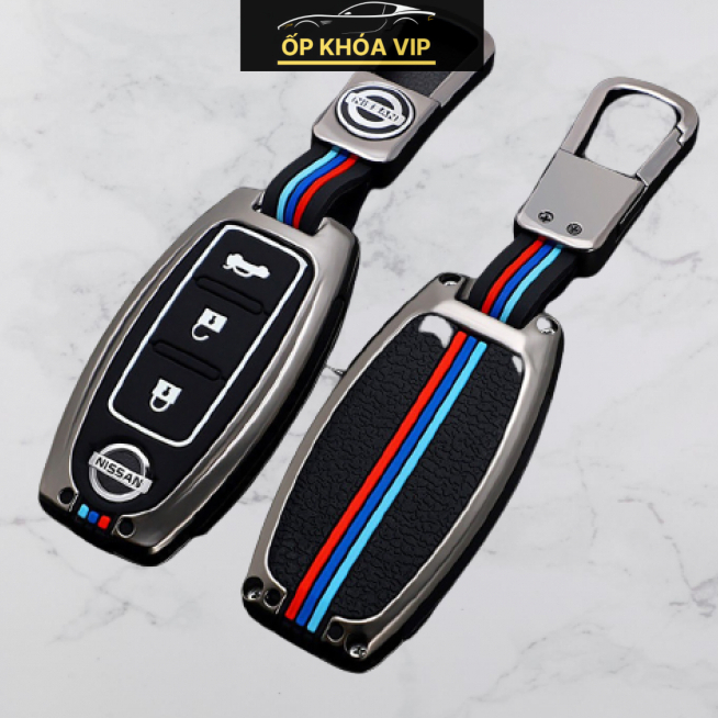 Ốp khóa kim loại bằng hợp kim cao cấp xe ô tô Xe Nissan Xtrail, Teana, Terra, Navara, Sunny, Almera mẫu nissan 3 nút tm