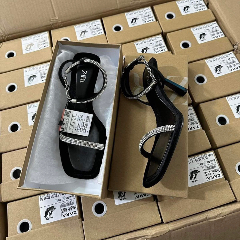 Sandal quai đá trắng bling ZR xuất xịn MS-006