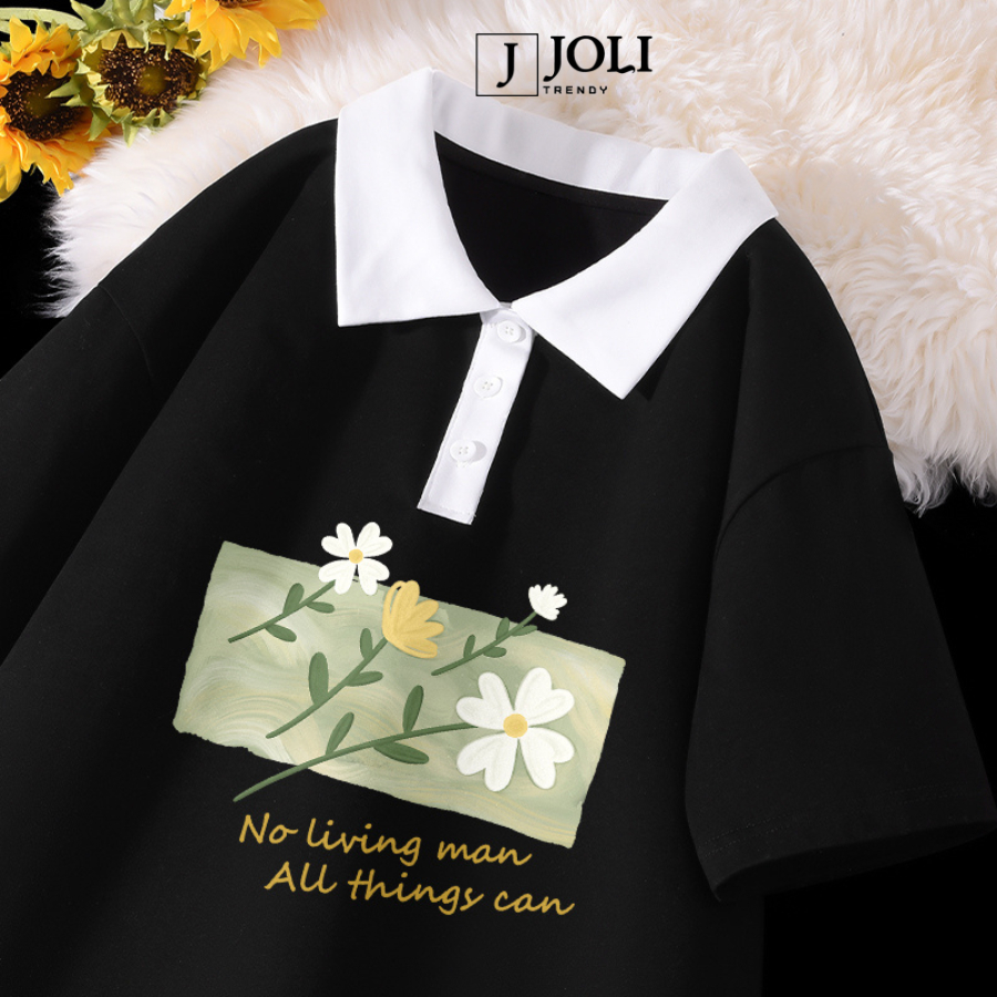 Áo Polo Nữ, Polo Unisex By JOLI Mã PL Happy Mix Màu Form Rộng Tay Lỡ Cho Nam Nữ | BigBuy360 - bigbuy360.vn