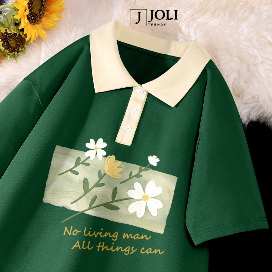 Áo Polo Nữ, Polo Unisex By JOLI Mã PL Happy Mix Màu Form Rộng Tay Lỡ Cho Nam Nữ | BigBuy360 - bigbuy360.vn