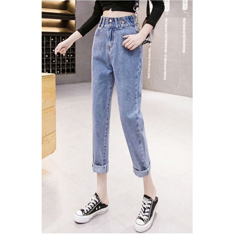 Quần baggy jean nữ lưng cao,phối túi nắp thời trang, có nhiều màu , LB1990 JL JohnsonLi