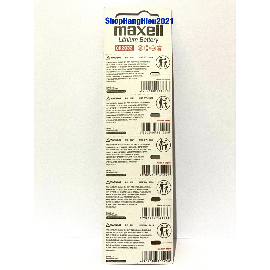 Vỉ 5 Viên Pin CR2032 Maxell Lithium 3V Xuất Xứ Nhật Bản Hàng Chính Hãng