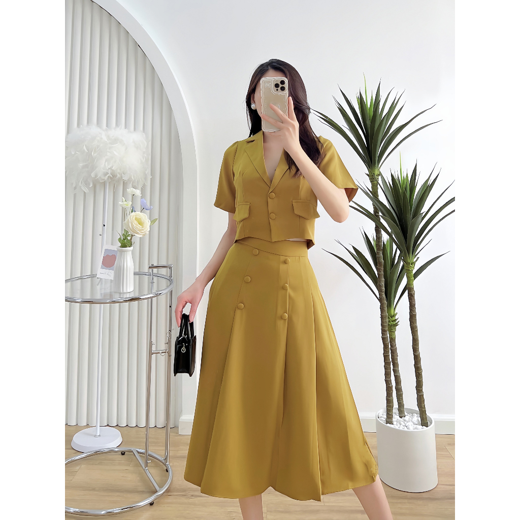 Bộ Vest Nữ Công Sở Tay Ngắn (Vest + Chân Váy) Chất Tuyết Mưa SH16 ZhenHouse