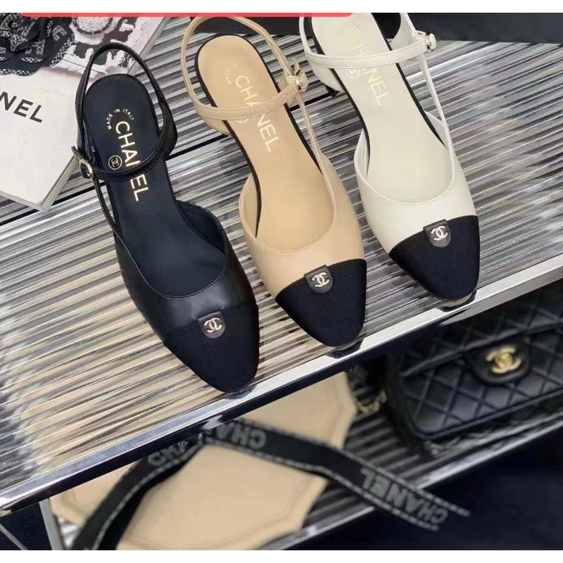 Sandal Cha.neo Gót Vuông 5cm Hàng QC Fullbox - Kèm video thật