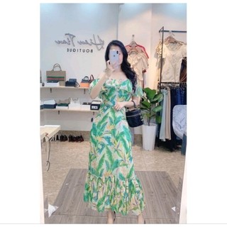 Đầm hoa tơ maxi đi biển dịu dàng nàng thơ