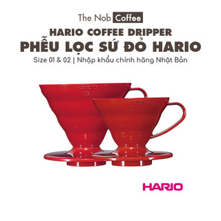 Phễu lọc cà phê Hario V60 sứ đỏ | 1-2 cups (size 01) và 3-4 cups (size 02)
