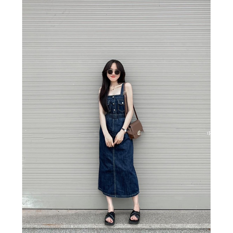Váy jeans 2 dây dáng dài QCCC