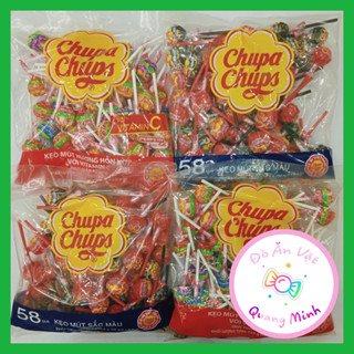 Bán sỉ bịch kẹo mút Chupa Chups hương hỗn hợp với vitamin c 60 cái và bịch kẹo mút sắc màu Chupa Chups 58 cái thơm ngon
