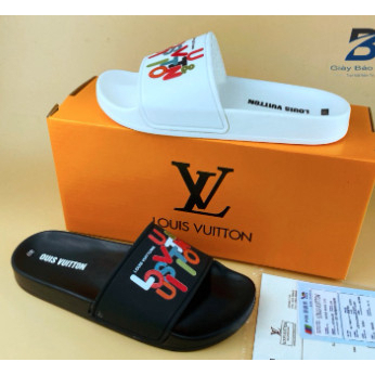 Dép nam LV dép nam quai ngang mẫu mới nhất 2 màu trắng đen quai cao su mềm mại hót 2023 | BigBuy360 - bigbuy360.vn