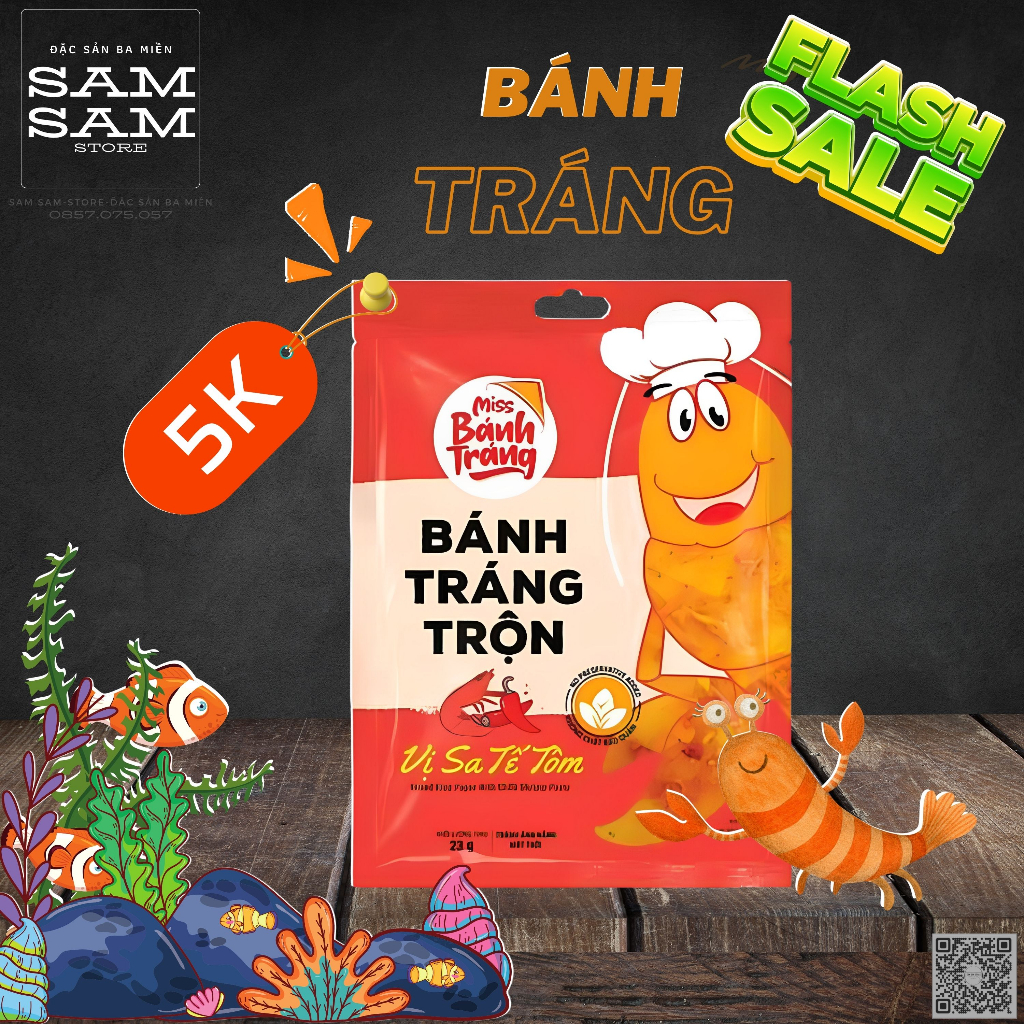 Bánh Tráng Trộn Gói Ăn Liền Trọng Lượng 23g Vị Sa Tế Tôm Thương Hiệu Miss Bánh Tráng Đặc Biệt Thơm Ngon Giá Ưu Đãi