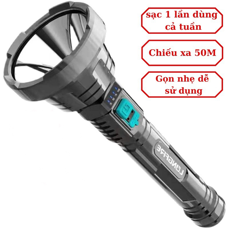 Đèn pin cầm tay siêu sáng cáp sạc micro USB chiếu xa 500m đèn pin L826