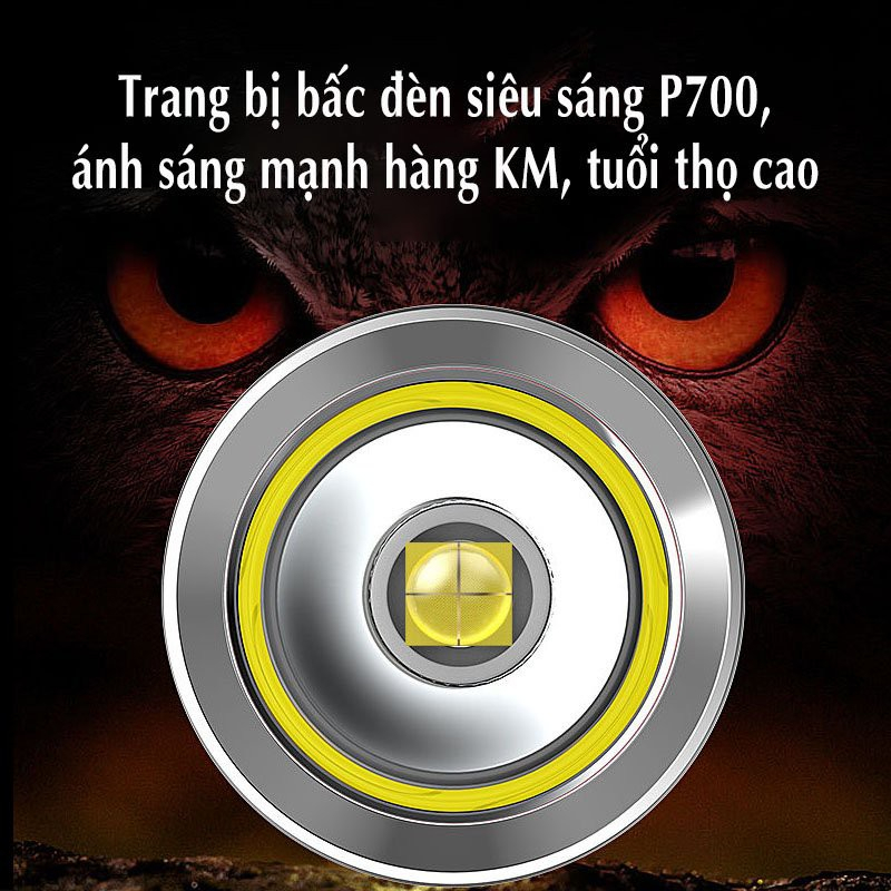 Đèn pin cầm tay siêu sáng cáp sạc micro USB chiếu xa 500m đèn pin L826