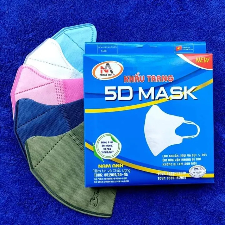 Combo 50 khẩu trang kf94,5D 4 lớp kháng khuẩn, kháng bụi bẩn 96% vải mịn dễ đeo không gây đau tai phong cách hàn quốc