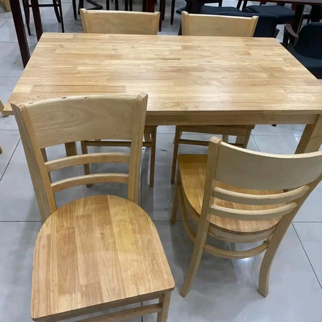 Bộ bàn ăn cơm 4 ghế Cabin mặt gỗ - bàn ăn gỗ tự nhiên - BẢO HÀNH 12 THÁNG