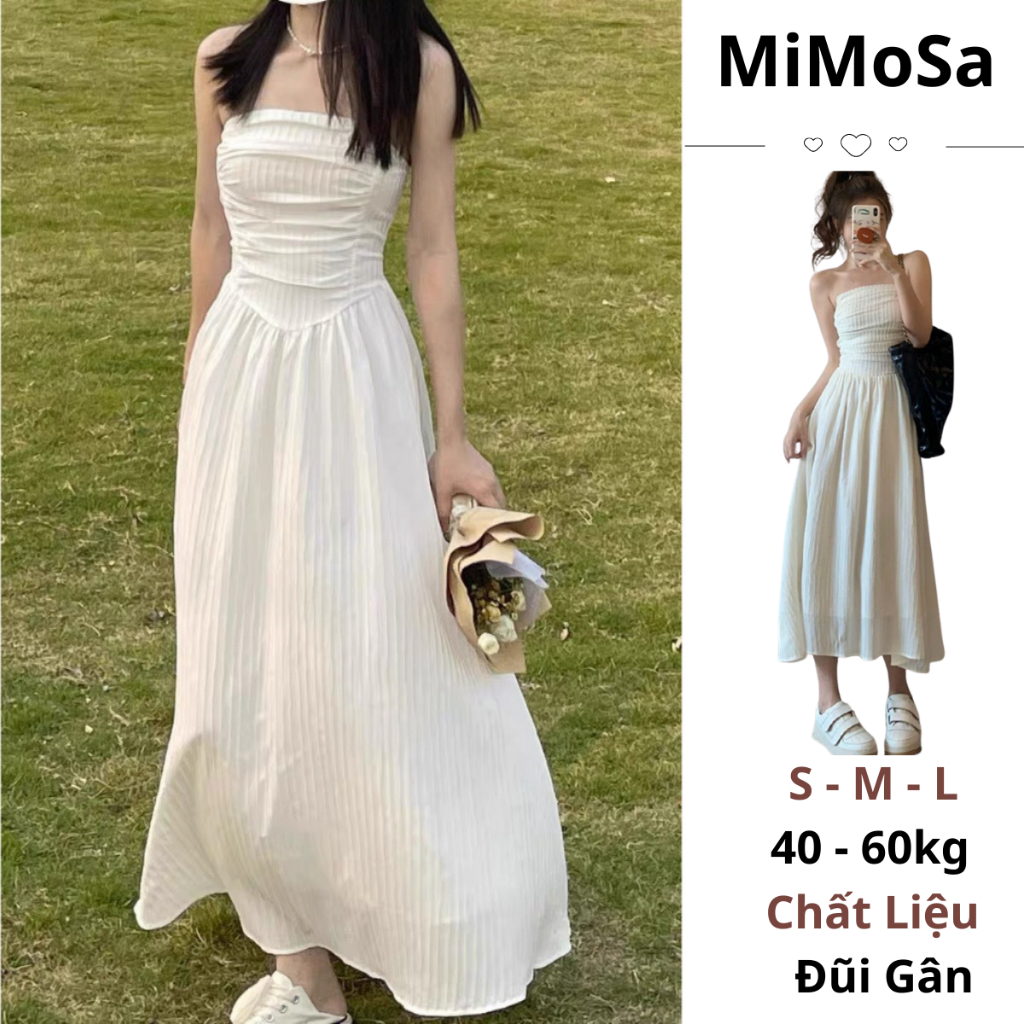 Đầm Dáng Dài Cúp Ngực Misoul,Váy Maxi 2 Dây Dáng Dài Chất Liệu Đũi Gân Hàn Quốc FreeSize 180