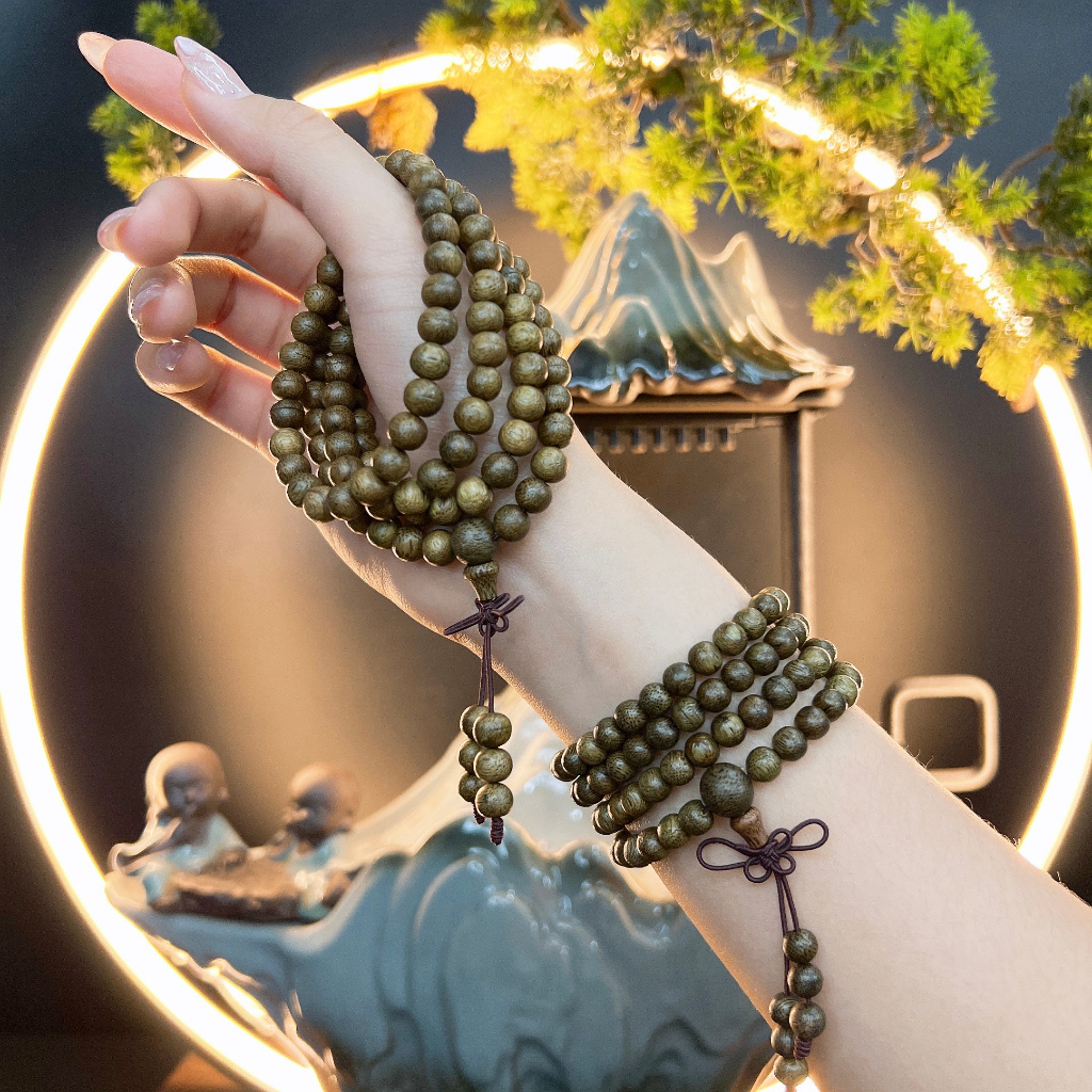 Vòng Trầm Hương Xanh Lục 108 Hạt Thịnh Vượng MỘC KỲ PHONG