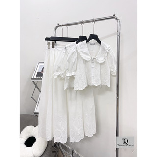 Set thô boy áo croptop chân váy dài