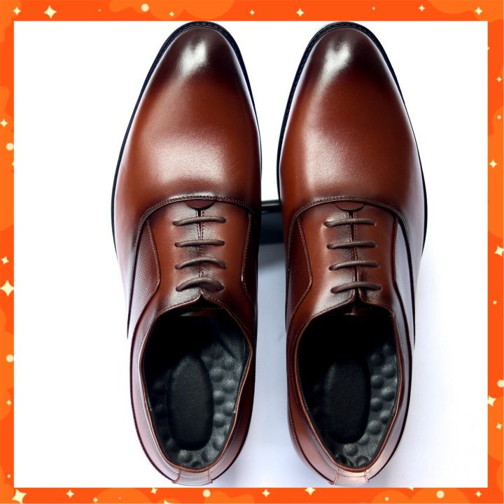 Giày Tây Nam Đep Buộc Dây Cao Cấp Da Bò Thật Đế Tăng Chiều Cao, Giày Da Nam Công Sở Sang Trọng Trẻ Trung