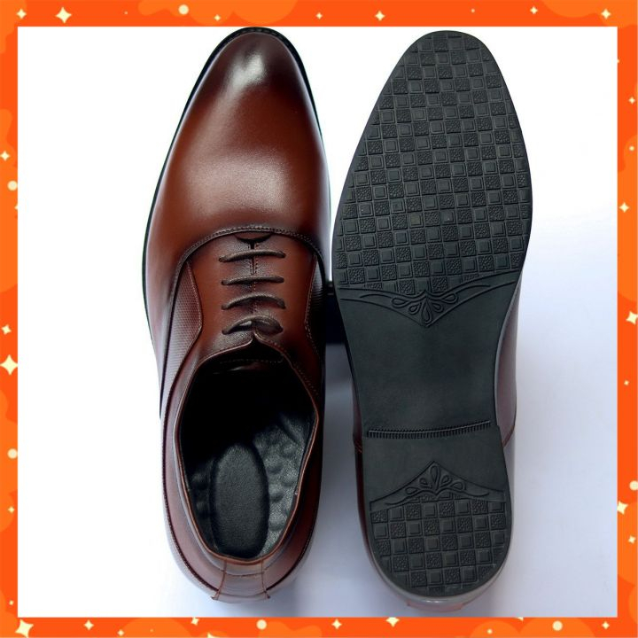 Giày Tây Nam Đep Buộc Dây Cao Cấp Da Bò Thật Đế Tăng Chiều Cao, Giày Da Nam Công Sở Sang Trọng Trẻ Trung