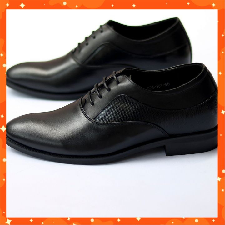 Giày Tây Nam Đep Buộc Dây Cao Cấp Da Bò Thật Đế Tăng Chiều Cao, Giày Da Nam Công Sở Sang Trọng Trẻ Trung